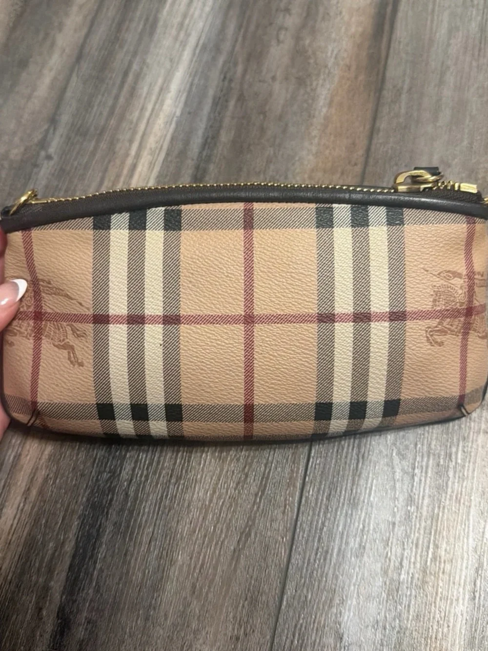 Burberry Tan Classic Check Zip Card Holder